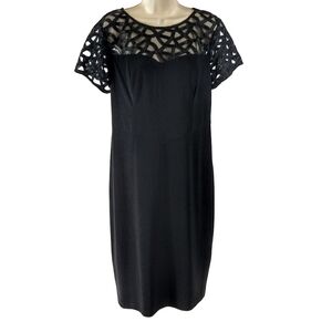 dressbarn Black Midi Dress with Geometric Lace